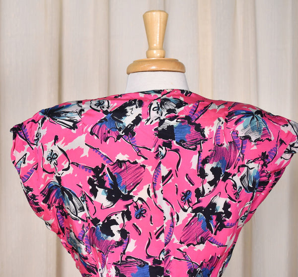 1940s Ballerina Print Vintage Dress Cats Like Us