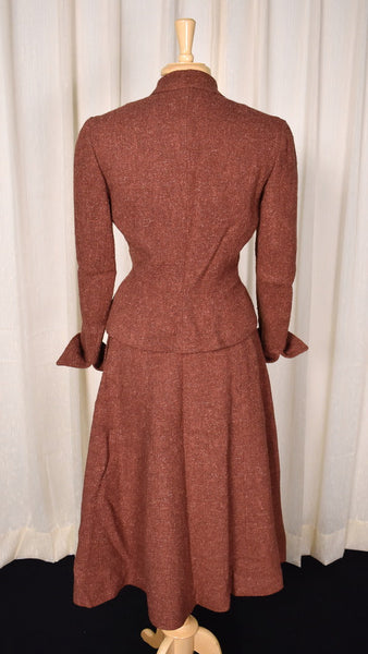 1940s Brown A-line Skirt Suit Cats Like Us