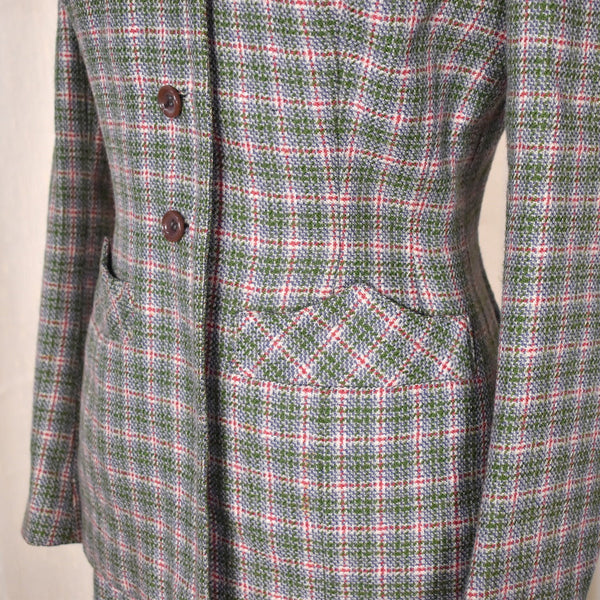 1940s Green Plaid Skirt Suit Cats Like Us