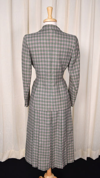 1940s Green Plaid Skirt Suit Cats Like Us