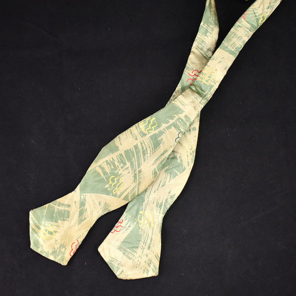 1940s Green & Tan Bow Vintage Tie Cats Like Us