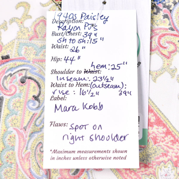 1940s Paisley 2 pc PJS Cats Like Us