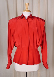 1940s Red Pleated Blouse Cats Like Us