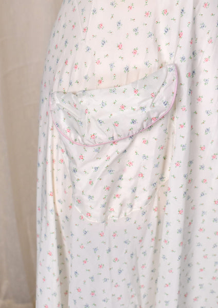 1940s Sheer Ditzy Floral Dressing Gown Housecoat Robe Cats Like Us