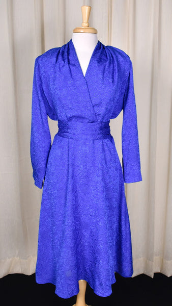 1940s Style Blue Floral Dress Cats Like Us