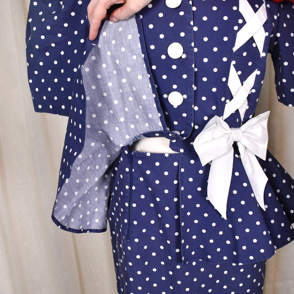 1940s Style Bow Peplum Dress Cats Like Us