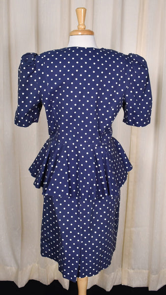 1940s Style Bow Peplum Dress Cats Like Us