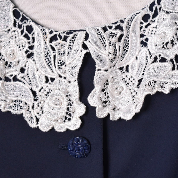 1940s Style Navy & Pearl Dress Cats Like Us
