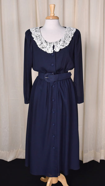 1940s Style Navy & Pearl Dress Cats Like Us