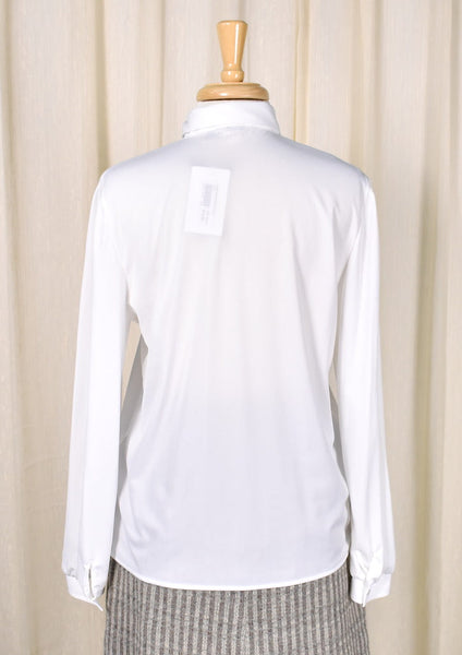 1940s Style Vintage White Bow Blouse Cats Like Us