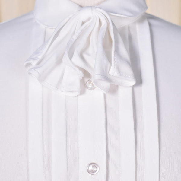 1940s Style Vintage White Bow Blouse Cats Like Us