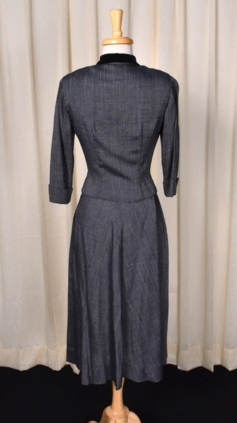 1940s Velvet Trim Skirt Suit Cats Like Us