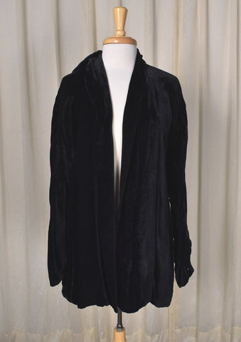 1940s Vintage Asymmetrical Black Velvet Jacket Cats Like Us