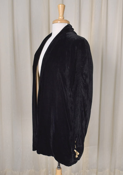 1940s Vintage Asymmetrical Black Velvet Jacket Cats Like Us