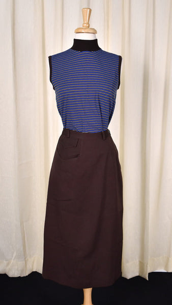 1940s Vintage Brown V Pocket Skirt Cats Like Us