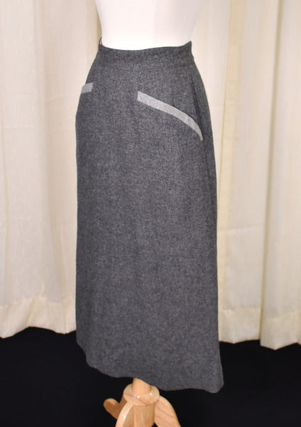 1940s Vintage Gray Contrast Skirt Cats Like Us