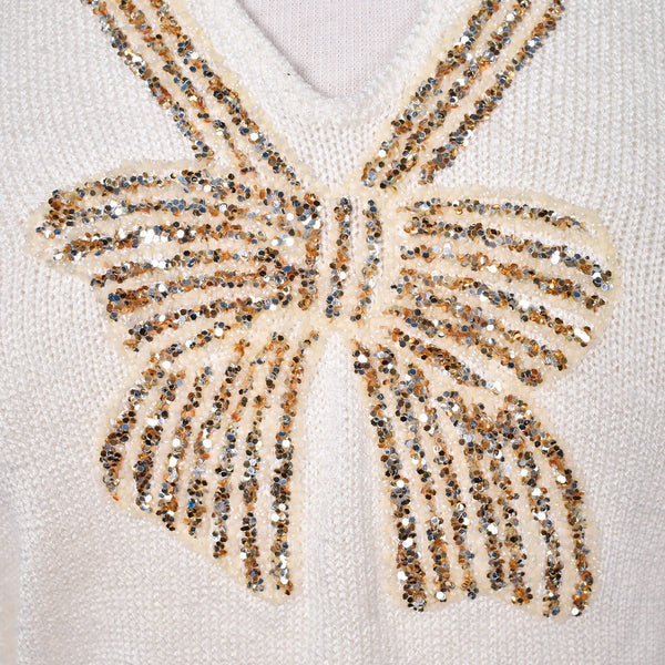1940s Vintage Style Gold Bow Sweater Cats Like Us