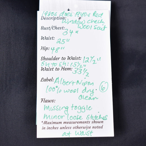 1940s Vintage Style Window Check Suit Cats Like Us