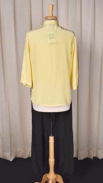 1940s Yellow & Black Embroidered Rayon PJs Cats Like Us