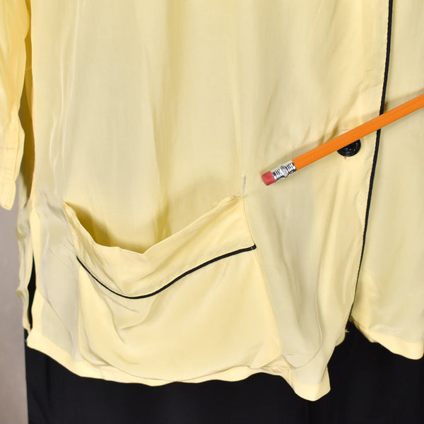 1940s Yellow & Black Embroidered Rayon PJs Cats Like Us