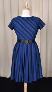 1950s Black & Blue Striped Dress Cats Like Us