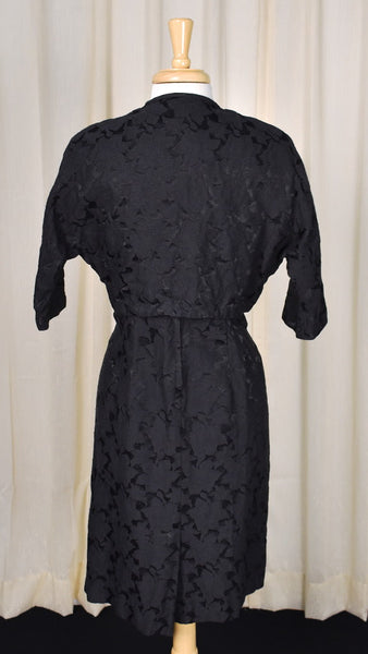 1950s Black Cotton Brocade Vintage Suit Cats Like Us