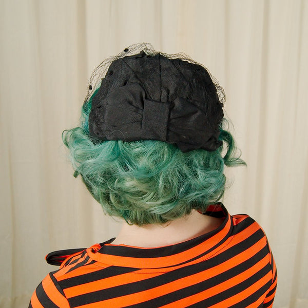 1950s Black Petal Crescent Hat Cats Like Us