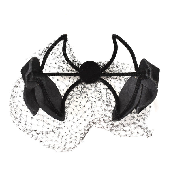 1950s Black Petal Vintage Crescent Hat Cats Like Us