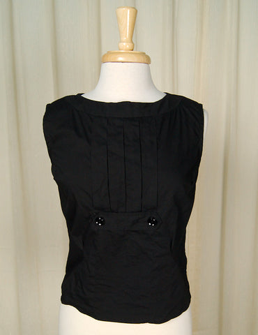 1950s Black Pleated Blouse Cats Like Us