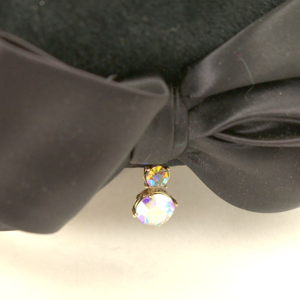 1950s Black Rhinestone Cap Hat Cats Like Us
