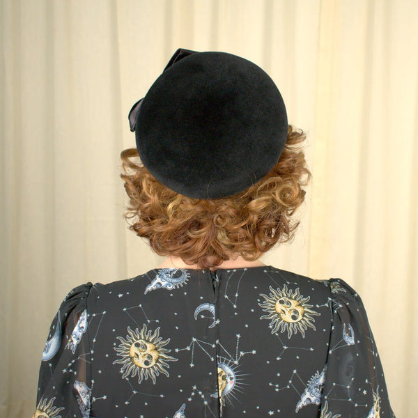 1950s Black Rhinestone Cap Hat Cats Like Us