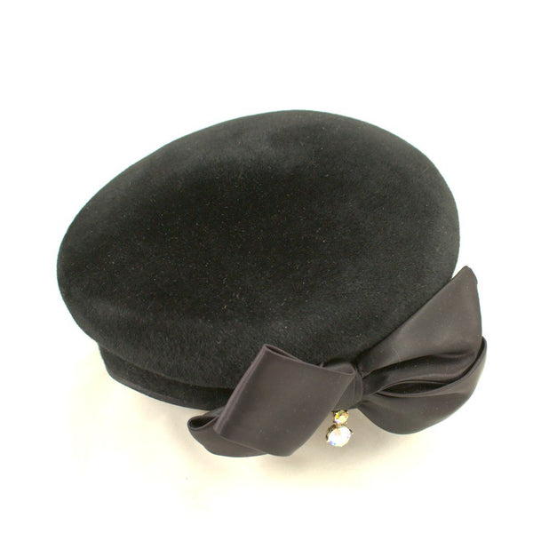 1950s Black Rhinestone Cap Hat Cats Like Us