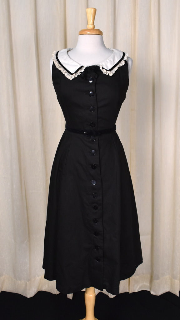 1950s Black Swing Dress w Lace Collar – Cats Like Us