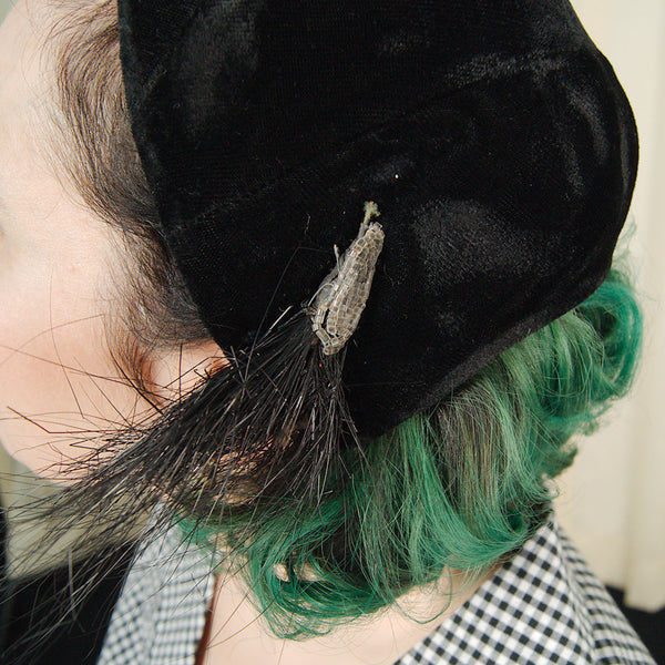 1950s Black Velvet Feather Cats Like Us