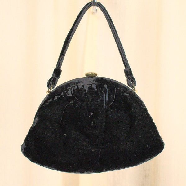 1950s Black Velvet Handbag Cats Like Us
