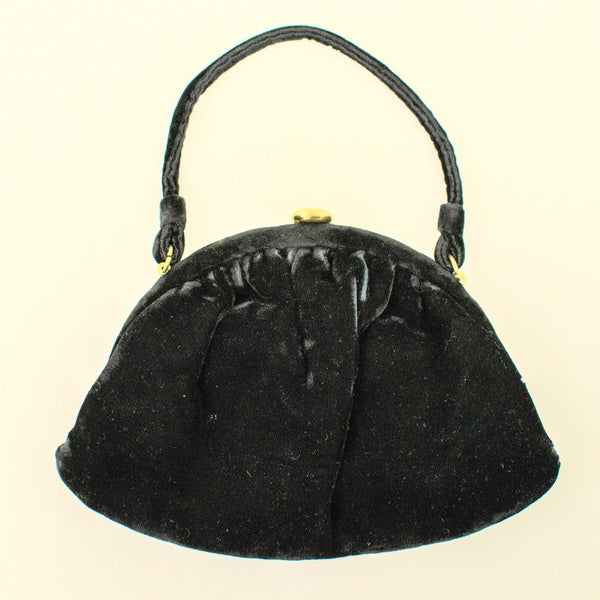 1950s Black Velvet Handbag Cats Like Us