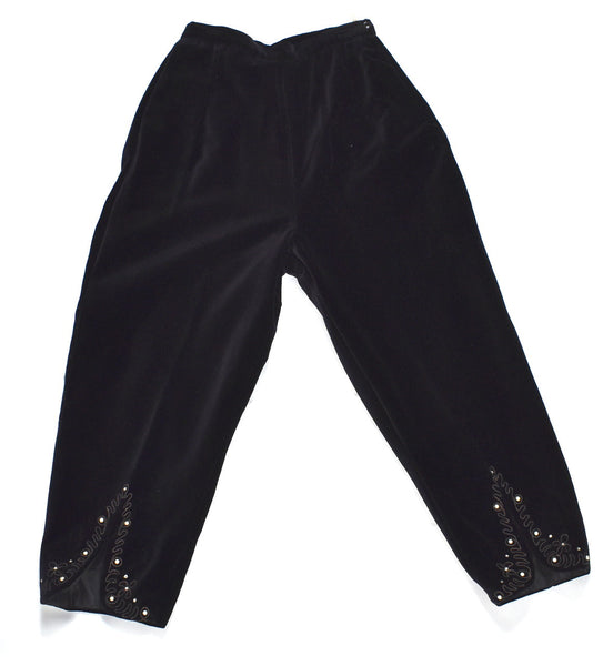 1950s Black Velvet Rhinestone Cha-Cha Capri Pants Cats Like Us