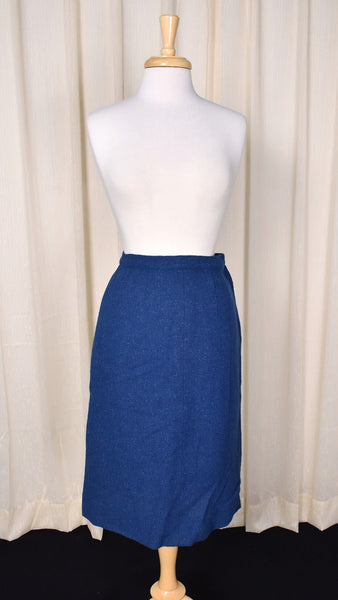 1950s Blue 3pc Tweed Skirt Suit Cats Like Us