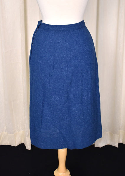 1950s Blue 3pc Tweed Skirt Suit Cats Like Us