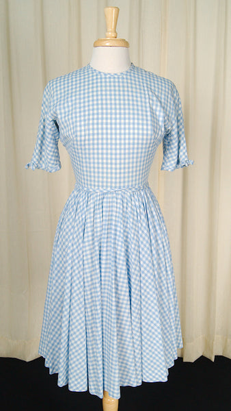 1950s Blue Gingham Swing Dress Cats Like Us