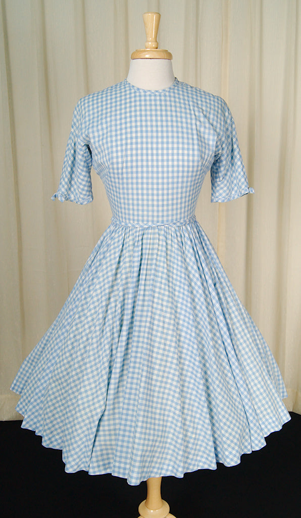1950s Blue Gingham Swing Dress 1950s Blue Gingham Swing Dress