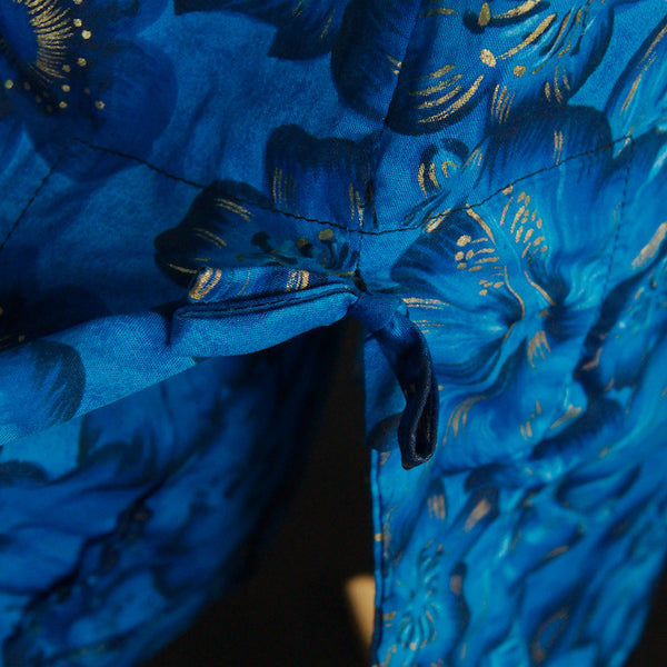 1950s Blue Hibiscus Maxi Dress Cats Like Us