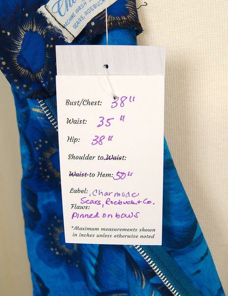 1950s Blue Hibiscus Maxi Dress Cats Like Us