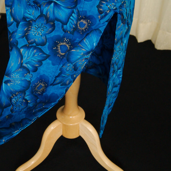 1950s Blue Hibiscus Maxi Dress Cats Like Us