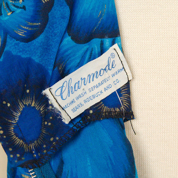 1950s Blue Hibiscus Maxi Dress Cats Like Us