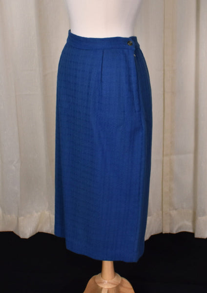 1950s Blue Silver Button Skirt Suit Set Cats Like Us