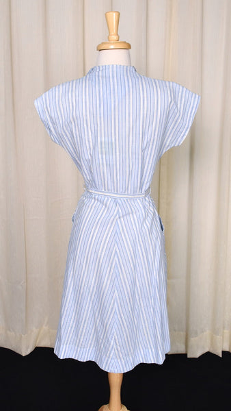 1950s Blue Striped Shirt Dress Cats Like Us