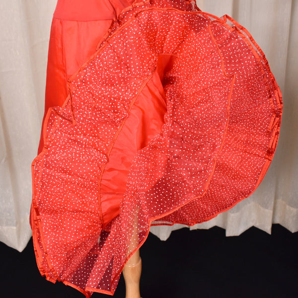 1950s Bright Red Polka Dot Mermaid Crinoline Cats Like Us