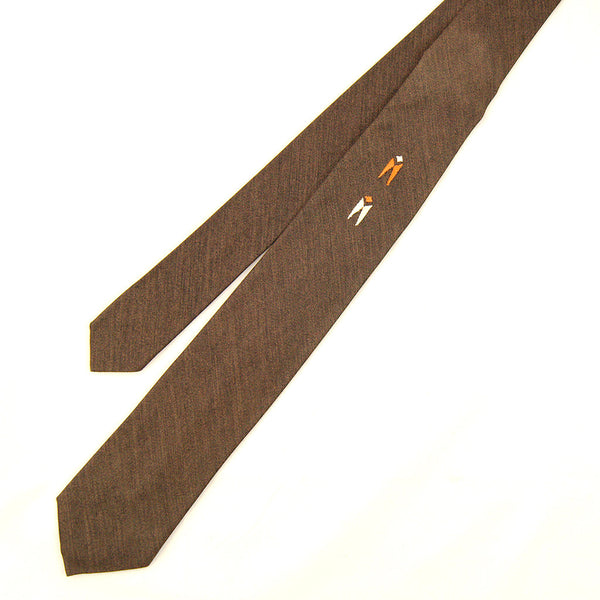 1950s Brown Embroidered Tie Cats Like Us