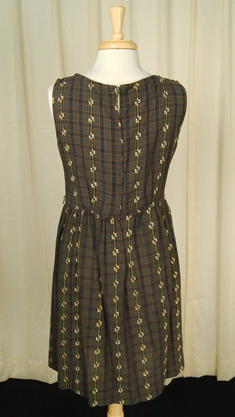 1950s Brown Plaid Day Dress Cats Like Us